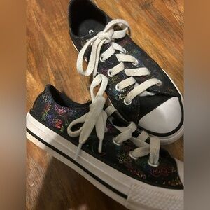 Converse All Stars Multicolored Sparkly Butterfly Printed Youth Size 12 Shoes